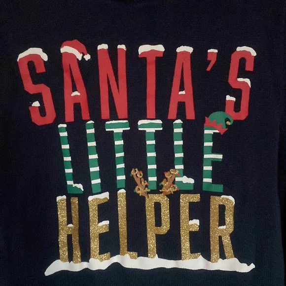 H&M 5t/6 Christmas sweater. Santa’s Little Helper with reindeer antlers. - Picture 5 of 7